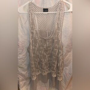 Daytrip Sheer Polka Dot Tank Top - Black and Cream XL